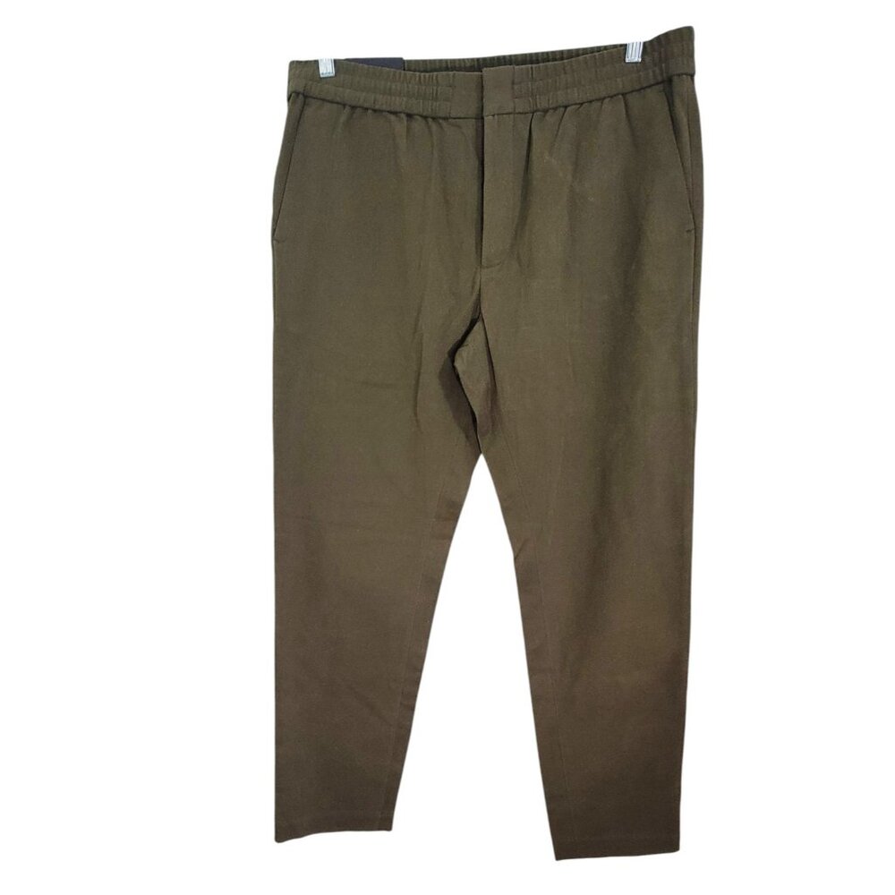 Banana Republic Womens Green Slim Tapered Fit Pants Elastic‎ Waist Size L NWT - Picture 2 of 11